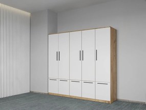 Set mobila dormitor 4 piese Alb/Stejar Levi C10