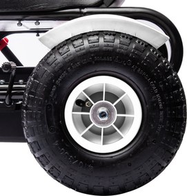 HOMCOM Kart cu Pedale pentru Copii 5-12 Ani cu Scaun Reglabil, Anvelope Gonflabile, Frână de Mână, Design de Curse, Alb și Negru | Aosom Romania