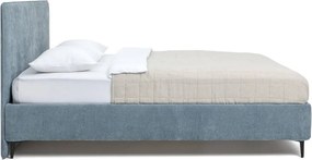 Pat dublu tapițat albastru cu saltea și somieră 160x200 cm Noira Slim - Bonami Selection
