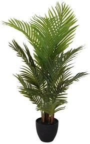 Planta artificiala Areca Palmier, Azay Design, bogata in frunze din poliester, verde in ghiveci negru, pentru interior, inaltime 105 cm