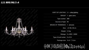 Candelabru, Lustra cristal Bohemia 6 brate L11 809/06/1-A