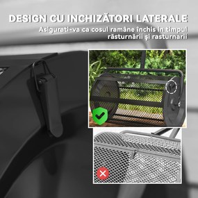 Outsunny Răspânditor Compost de 75L cu Mâner Reglabil în Formă de T din Metal Negru | Aosom Romania