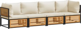 vidaXL Set canapele de grădină cu perne, 4 piese, lemn masiv de acacia