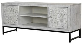 Comoda, gri, din lemn de mango si metal, Mandala