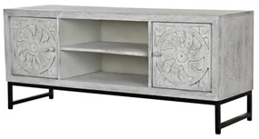 Comoda, gri, din lemn de mango si metal, Mandala