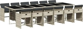 vidaXL Set mobilier de grădină cu perne 13 piese gri deschis poliratan