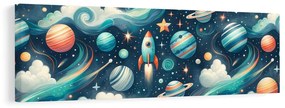 Tablou cosmos cu rachetă și stele