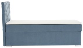 Pat boxspring, pat de o persoană, albastru, 90x200, dreapta, PAXTON