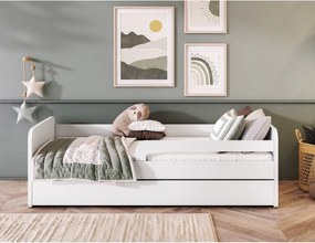 Pat pentru copii alb cu saltea/cu somieră 80x160 cm Duuli – ELTAP