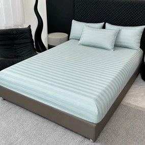 Lenjerie Premium Damasc, bumbac 100%, 6 piese, pat 2 persoane, bleu