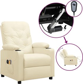 vidaXL Fotoliu de masaj electric, crem, piele ecologică