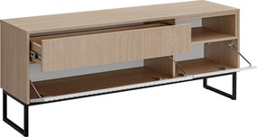 Comodă TV Bliwon 148 cm cu sertare - herringbone scandi/alb mat