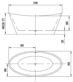 Cada baie freestanding 170 x 75 cm alba Florida, Selena P