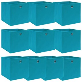 vidaXL Cutii de depozitare, 10 buc., bleu, 32x32x32 cm, textil
