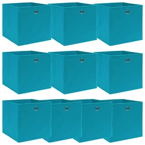 vidaXL Cutii de depozitare, 10 buc., bleu, 32x32x32 cm, textil