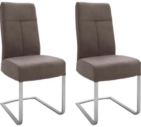 Set 2 scaune tapitate cu piele ecologica si picioare metalice, Talena Maro / Gri, l47xA64xH104 cm