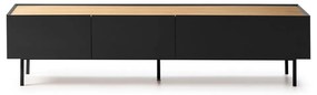 Masă TV neagră/în culoare naturală cu aspect de lemn de stejar 180x45 cm Arista – Teulat