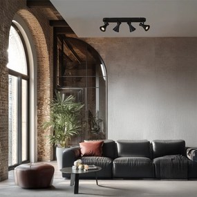 Spot modern de plafon negru cu 4 lumini rotative și înclinabile - Triangle