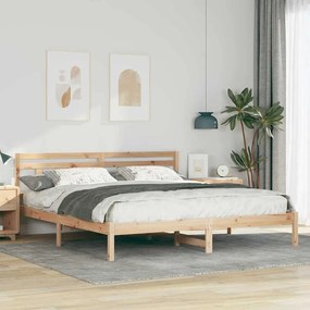 vidaXL Cadru de pat cu headboard Maro 180 x 200 cm Lemn de brad