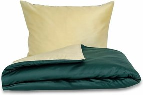 Lenjerie de pat din satin Kvalitex LuxuryCollection, verde/crem 140 x 200 cm, 70 x 90 cm