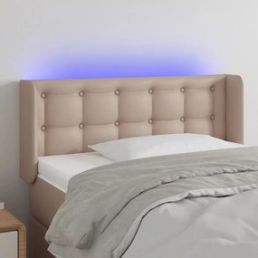 3123325 vidaXL Tăblie de pat cu LED, cappuccino 103x16x78/88cm piele ecologică