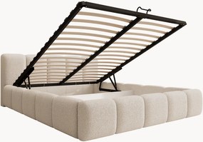 Pat tapițat Tesia 160x200 cu ladă de depozitare - bouclé bej Quelle 03