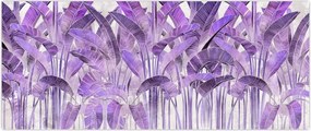 Tablou - Frunze violet în tencuială (120x50 cm)