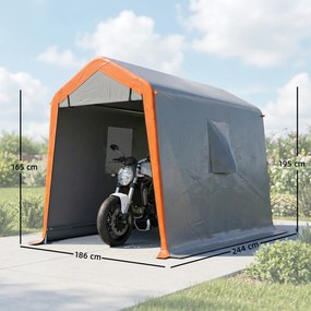 Outsunny Cort Garaj Portabil 2,4x1,8 m pentru Mașină, Impermeabil, cu Ușă Rulou cu Fermoar, Ferestre, UPF30+, Gri deschis | Aosom Romania