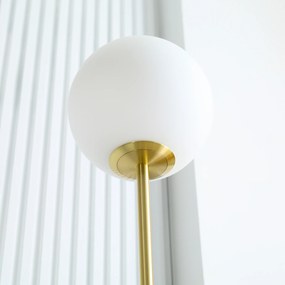 HOMCOM Lampadar metal Lampadar de podea salon auriu cu 2 capete abajur globe alb sticlă mată, 25W, 33 x 25 x 155,5 cm | Aosom Romania