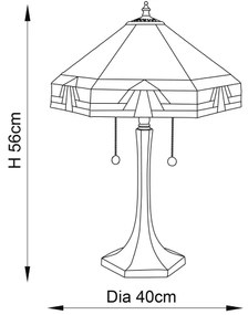 Endon 64286 - Lampă de masă Tiffany NEVADA, 2xE27/60W/230V, Ø 40 cm