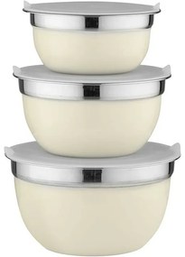 Florina Set de 3 boluri din oțel inoxidabil cucapace, crem