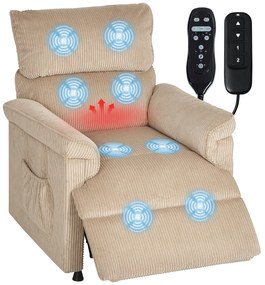 HOMCOM Fotoliu de masaj cu moduri de vibrații, funcție de încălzire, motor silențios, funcție de memorie, oțel, tapițerie din material textil, Maro | Aosom Romania