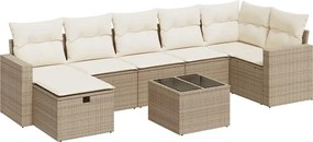 vidaXL Set canapele de grădină, 8 piese, cu perne, bej, poliratan