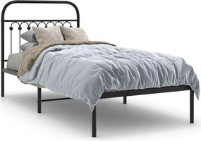 vidaXL Cadru de pat metalic cu tăblie, negru, 90x190 cm