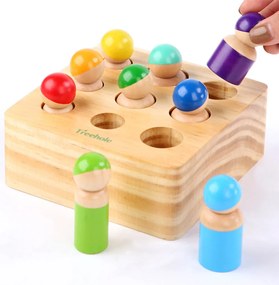Jucărie din lemn Montessori pentru dezvoltarea abilităților, cu potrivirea formelor