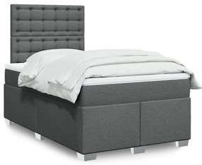 vidaXL Pat box spring cu saltea, gri închis, 120x200 cm, textil