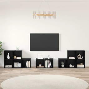 vidaXL Set dulap TV cu raft cu depozitare 8 pcs Stejar Negru Lemn compozit