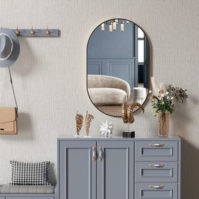 Oglinda ovala de perete OLVANI 80x40 cm cu rama neagra