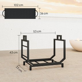 Outsunny Suport pentru Lemne Capacitate 50 kg cu Geantă de Transport Detașabilă Negru | Aosom Romania