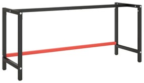 vidaXL Cadru banc de lucru, negru mat/roșu mat, 180x57x79 cm, metal