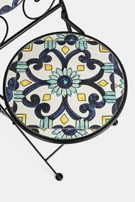 Set masa si scaune pliabile pentru gradina 3 piese multicolor din metal si ceramica, Positano Bizzotto