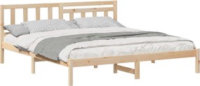 vidaXL Cadru de pat cu headboard Maro 180 x 200 cm Lemn de pin masiv