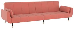 Canapea extensibila 2 loc.,taburet2 perne,catifea,roz Roz, Cu scaunel pentru picioare