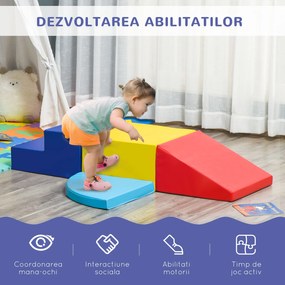 Set Constructii Moi de 4 Piese, Joc Educativ pentru Copii Varsta 1-3 Ani pentru Casa, pentru joaca si distractie, Multicolor HOMCOM | Aosom Romania