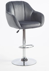 HR2055W Scaun Grafit din Catifea cu Bază Cromata