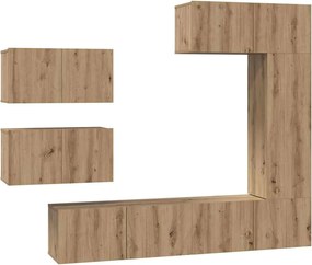 vidaXL Set comodă TV Pe perete 6 pcs Stejar Artizanal Lemn compozit