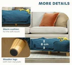 PawHut Canapea pentru Câini până la 30 kg cu Pernă Detașabilă, 96x66x24 cm, Albastru | Aosom Romania