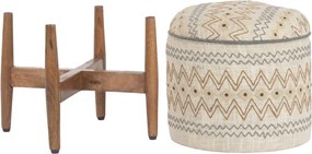 Taburet din lemn de mango cu broderie manuala " Brodery "
