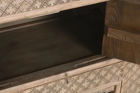 Comoda TV, natur, din lemn de ulm sculptat, Nadoria