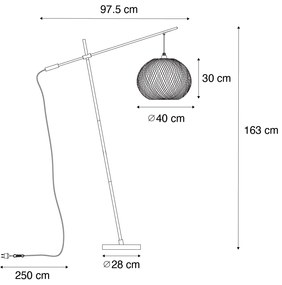 Lampă de podea pentru exterior orientală din bambus IP44 - Rafael